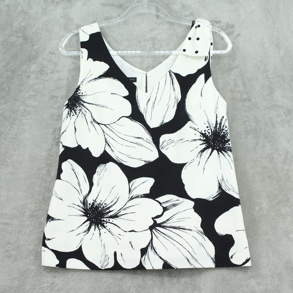 Talbots Blouse Women‎ 4 Floral Bow Shoulder Boho Office Career Office Black Zip
